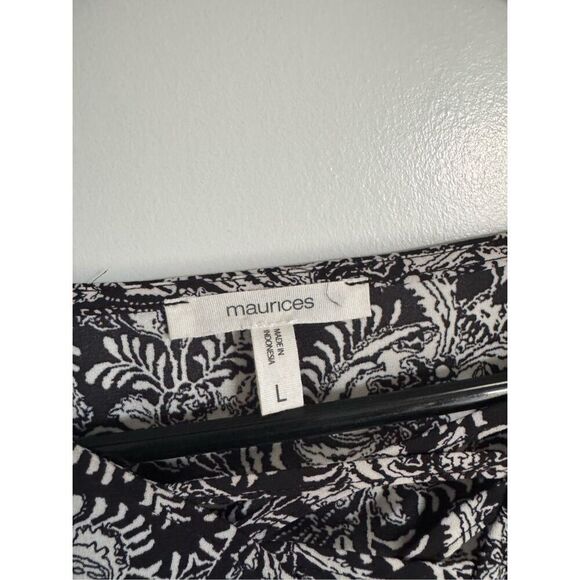 Maurices black paisley floral long sleeve blouse sz L boho breathable flowy - Picture 2 of 5